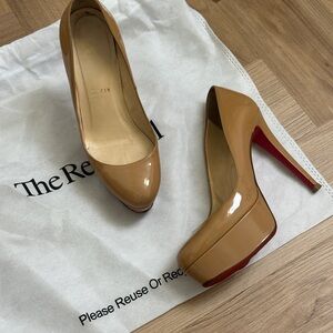 Christian Louboutin platform tan heels